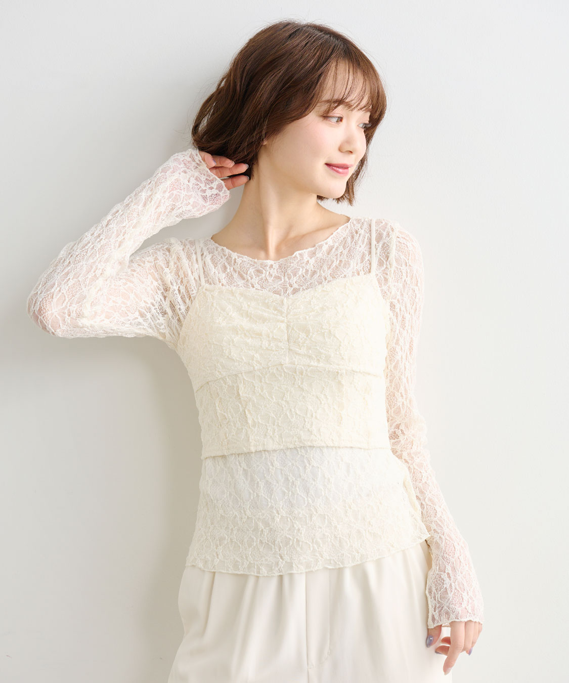 COCODEAL レースビスチェレイヤードトップス COCODEAL レースビスチェレイヤードトップス 76221285|apricot online shop