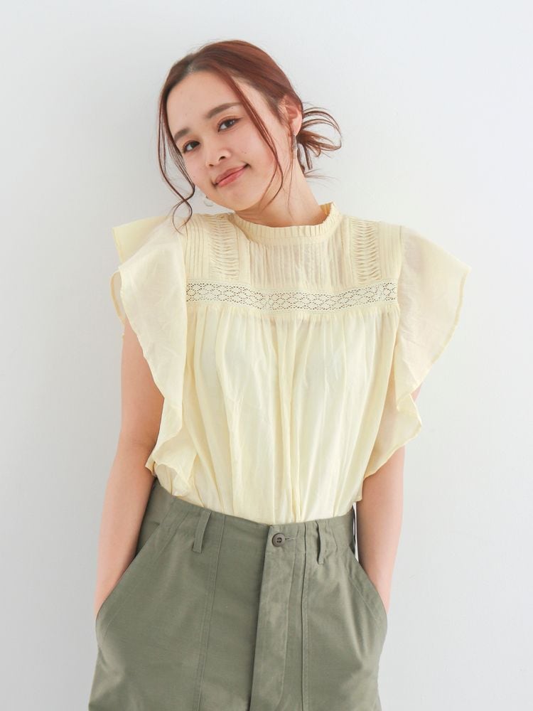 ungrid　コットンノースリフリルブラウス UNGRID コットンノースリフリルブラウス 1126304546|apricot online shop