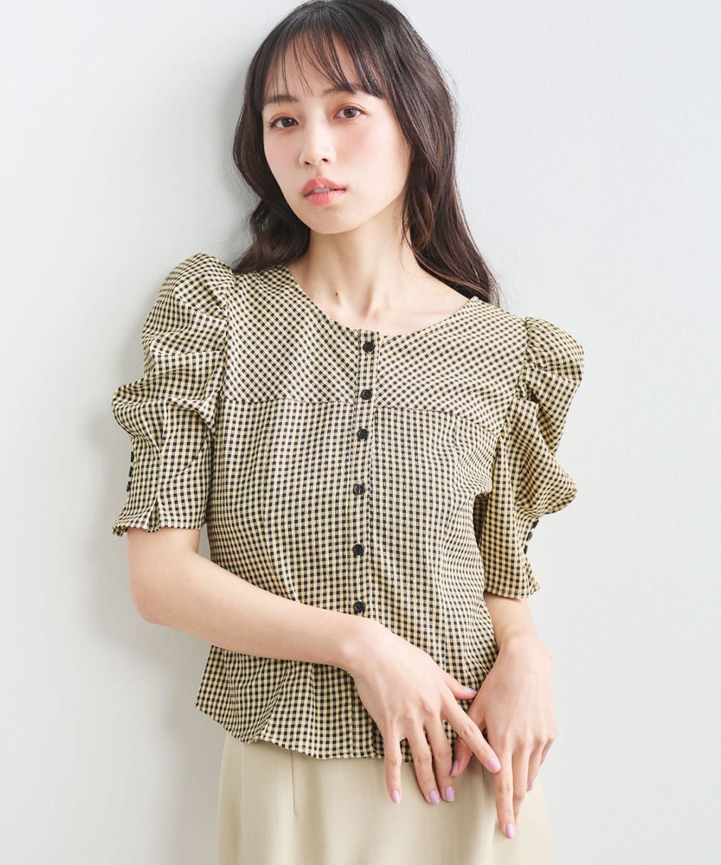 COCODEAL パフスリーブギャザーコンシャスブラウス 76318406|apricot