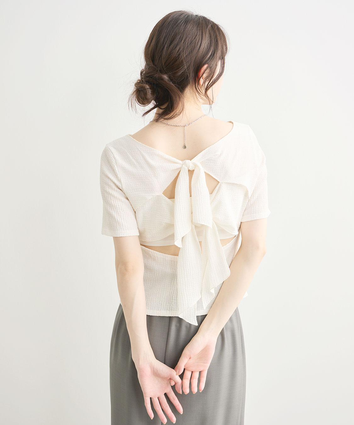 COCODEAL バックシャンリボンカットソートップス 76321482|apricot