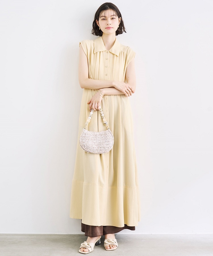 COCO DEAL ノースリーブシャツワンピース アイボリー COCODEAL ノースリーブシャツワンピース 75215398|apricot