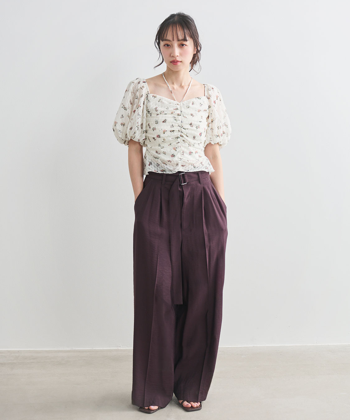 COCODEAL フラワープリントギャザーブラウス 76218394|apricot online shop