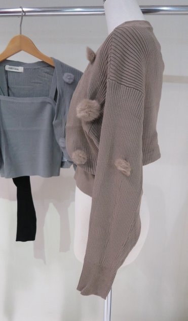 SALE】COCO DEAL ファーポンポンショートボレロ×リブニット