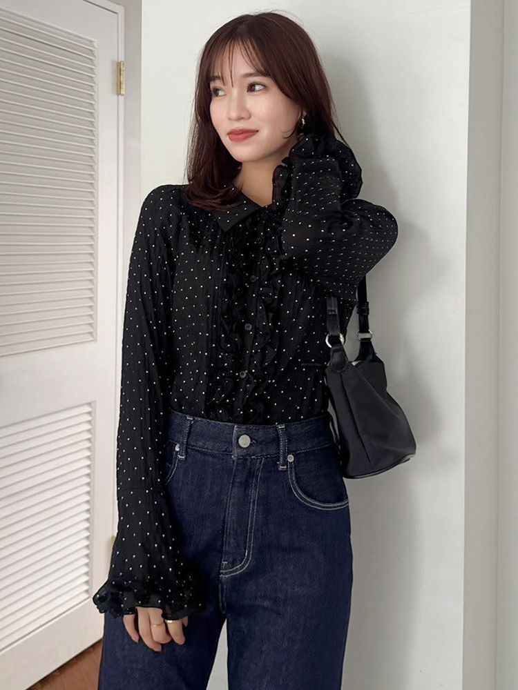 dazzlin シュリンクフラワーショートシャツ 0225504019|apricot