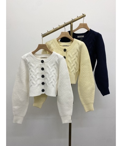 SALE】COCO DEAL ボリュームスリーブケーブルコンパクトカーディガン