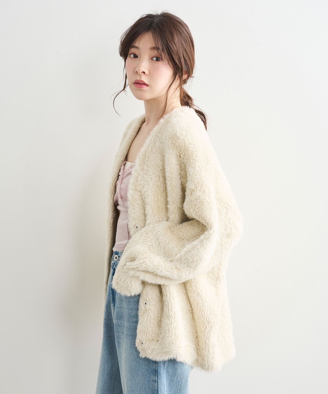 COCODEAL ダブルフェイスフェザーニットアウター 76633255|apricot