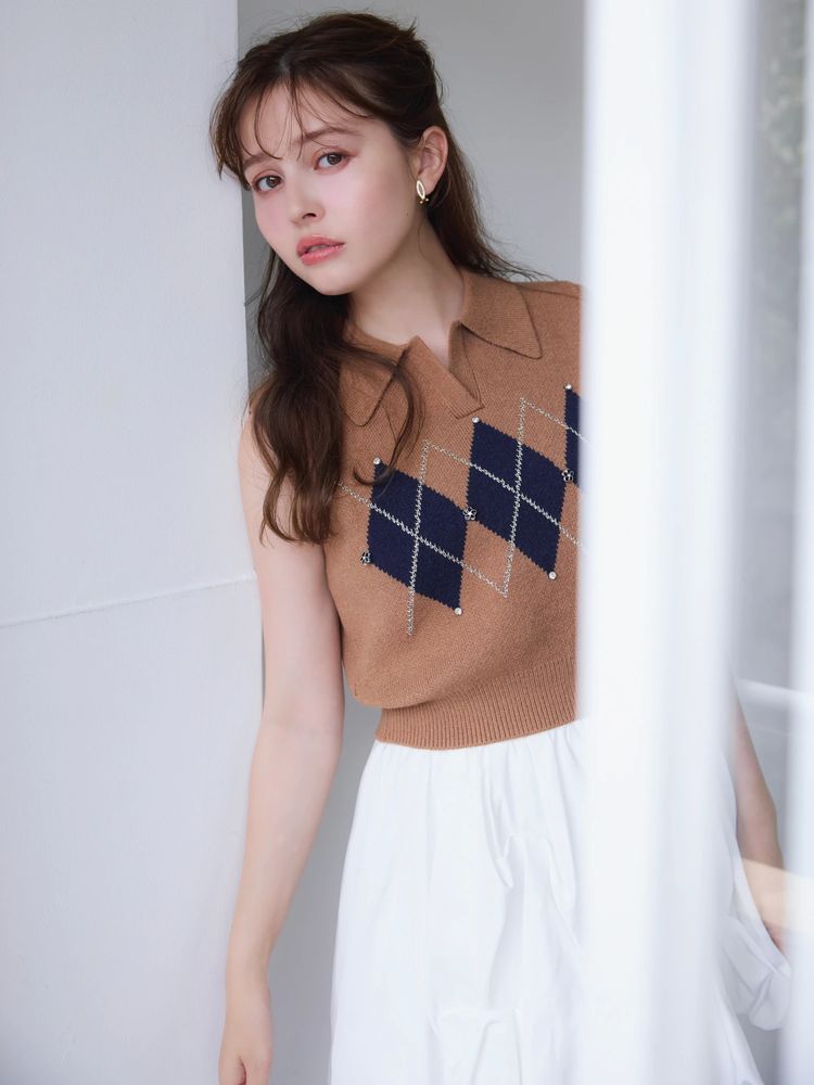 SALE】 dazzlin アーガイルニットトップス 0225526016|apricot online shop