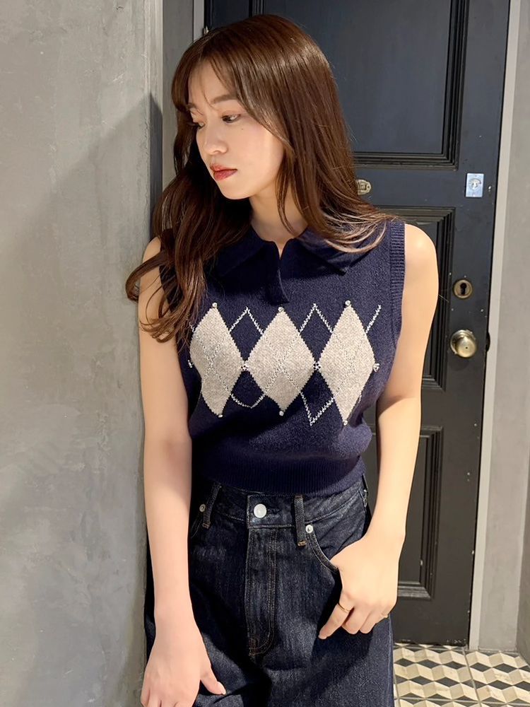 SALE】 dazzlin アーガイルニットトップス 0225526016|apricot online shop