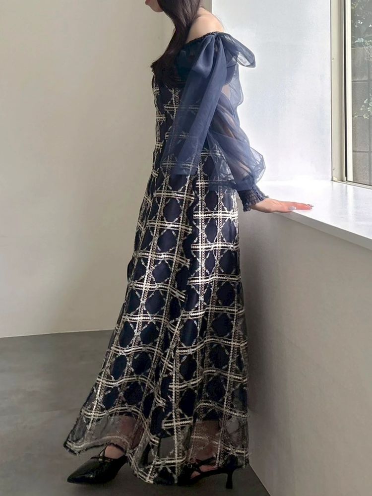 SALE】dazzlin 【20周年記念復刻】レースリボンオフショルドレス