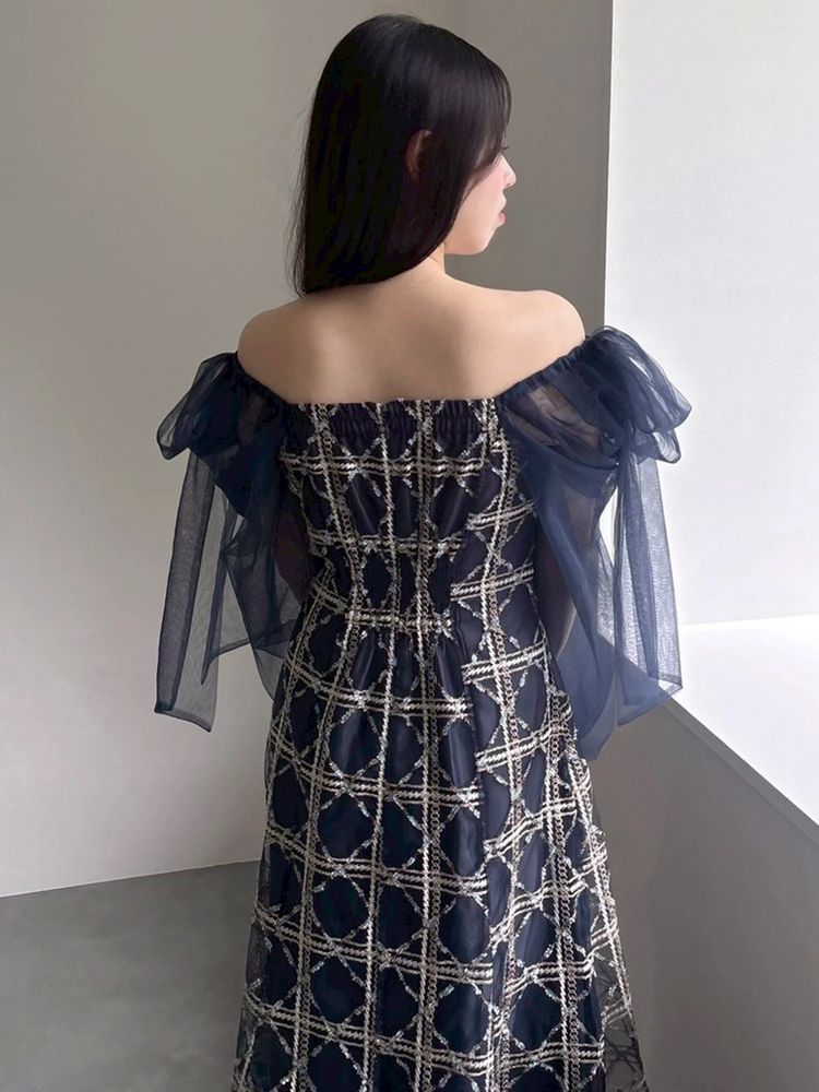 SALE】dazzlin 【20周年記念復刻】レースリボンオフショルドレス