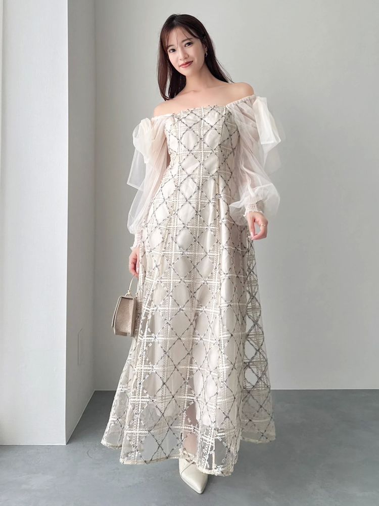 SALE】dazzlin 【20周年記念復刻】レースリボンオフショルドレス