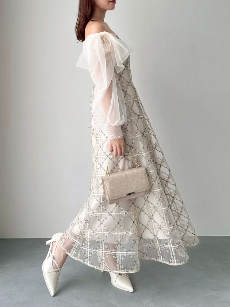 SALE】dazzlin 【20周年記念復刻】レースリボンオフショルドレス