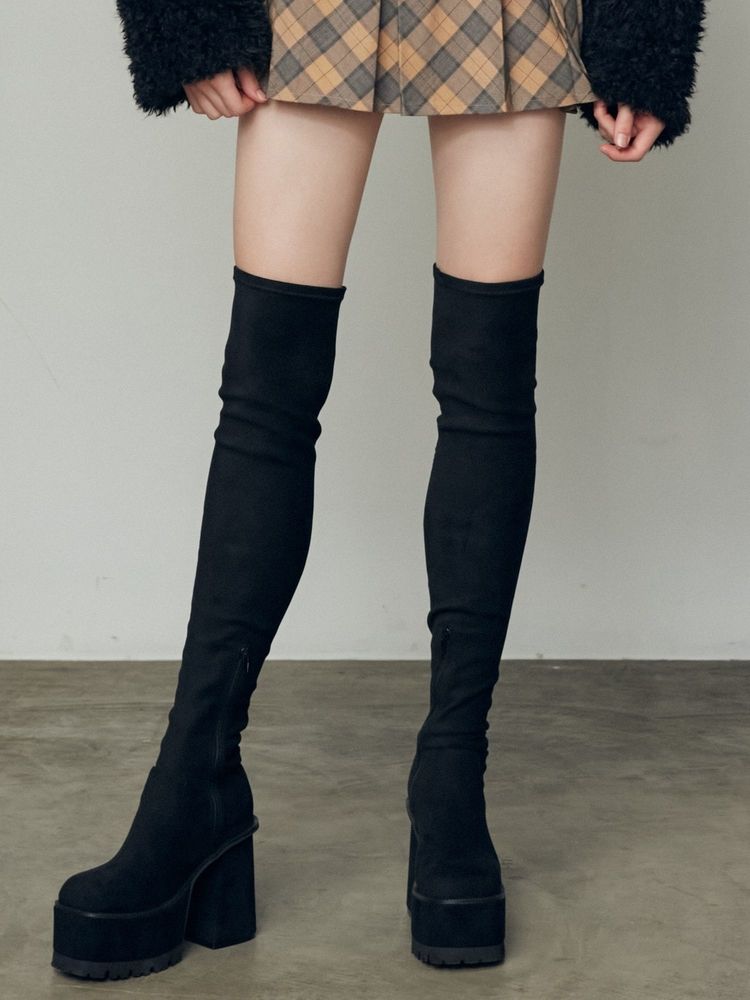 EMODA スクエアフィットロングブーツ 0425518309|apricot online