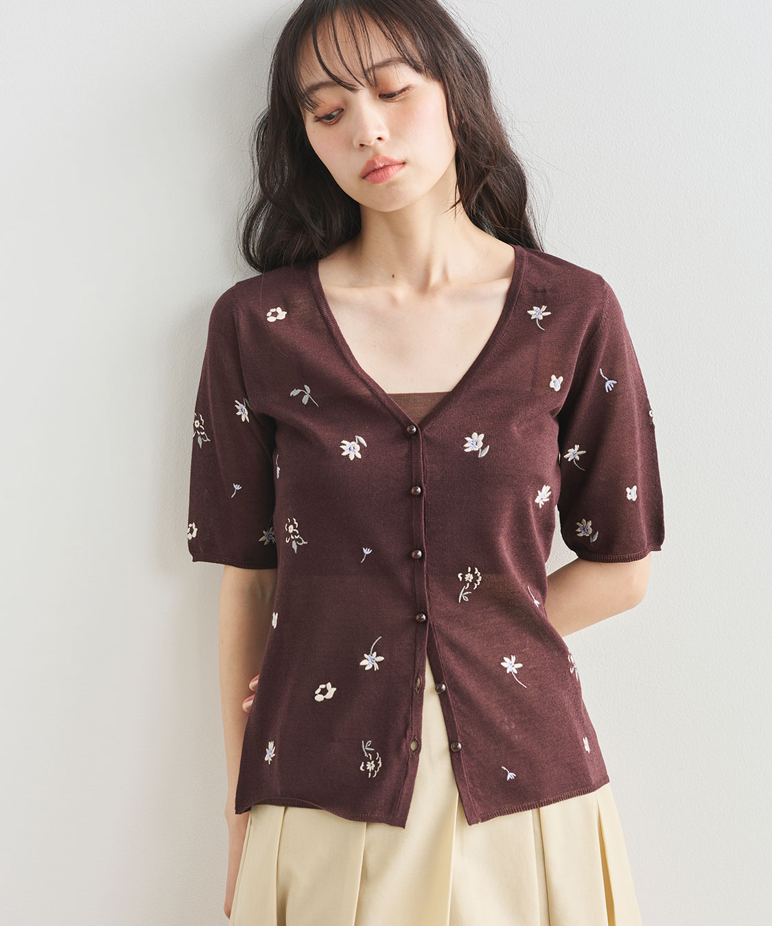 COCODEAL フラワー刺繍シアーカーディガン 76533043|apricot online shop