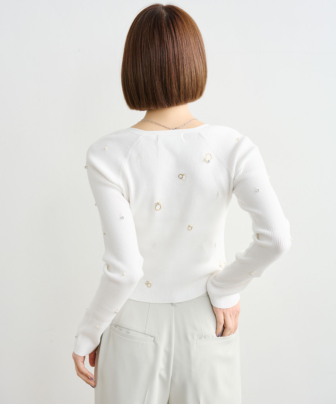 COCODEAL Vネックビジューニットカーディガン 76233255|apricot online
