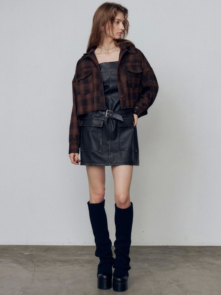 SALE】EMODA アウトポケットフェイクレザーワンピース 0425403504