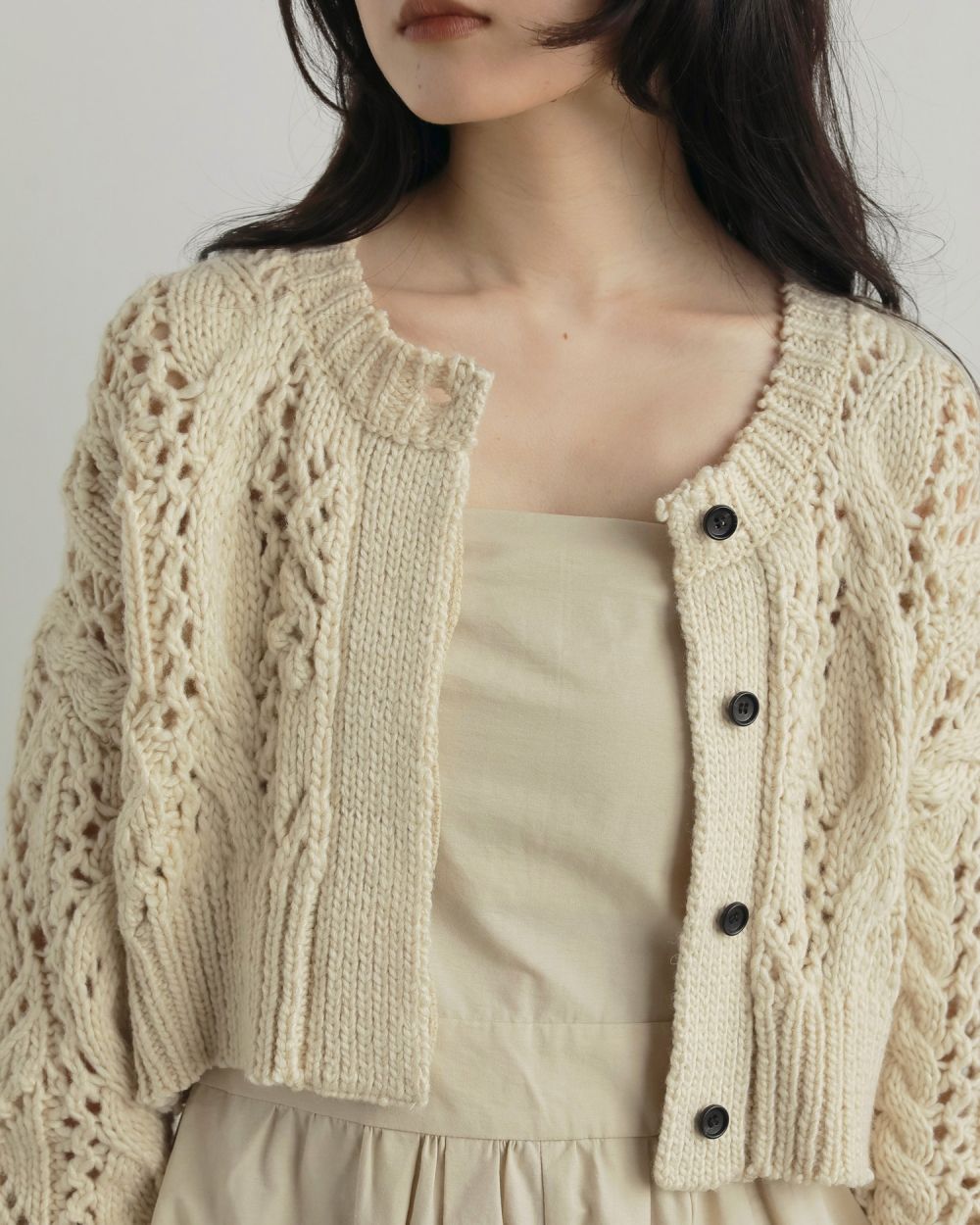 anuke Cable Knit Cardigan 62520507|apricot online shop
