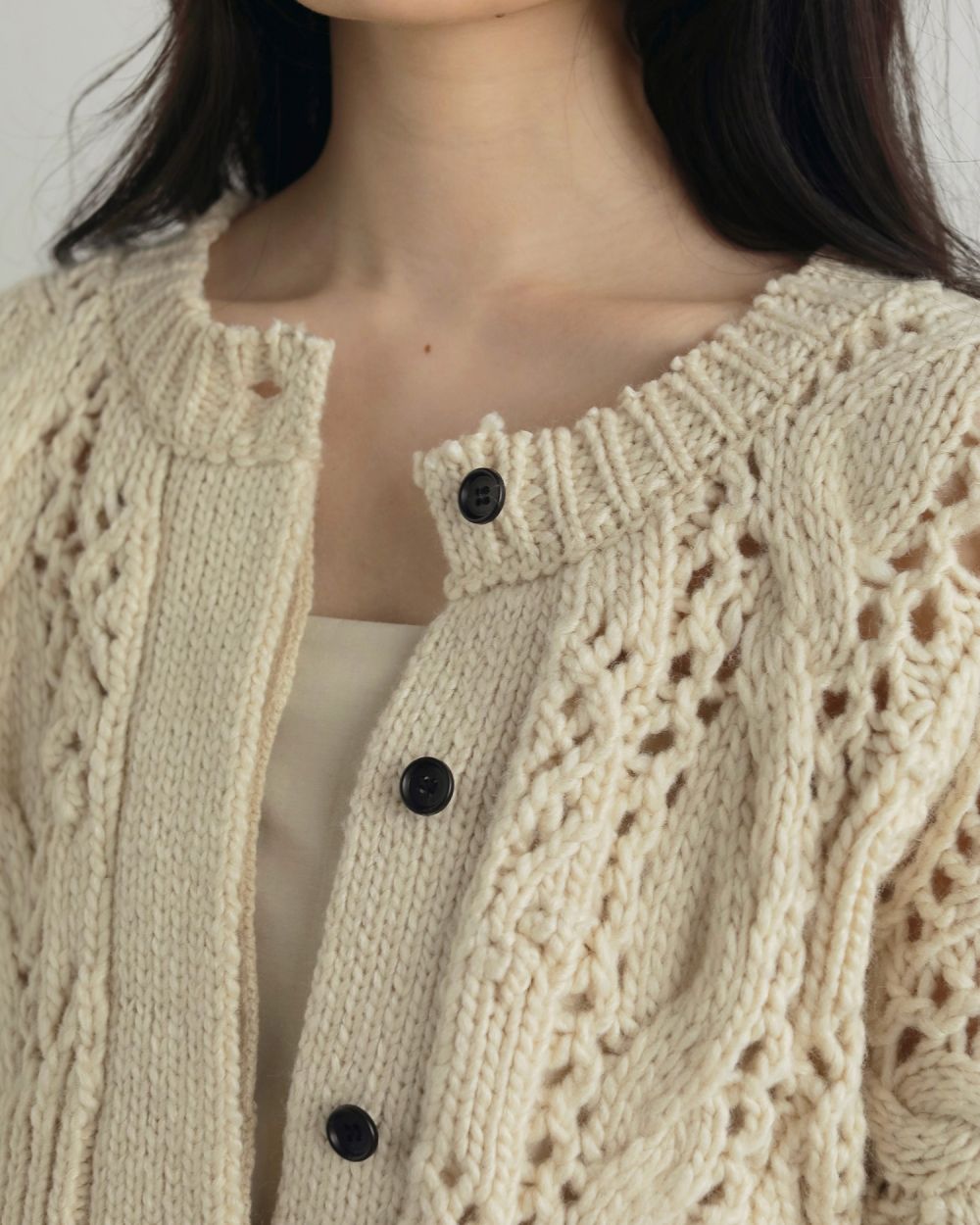 anuke Cable Knit Cardigan 62520507|apricot online shop