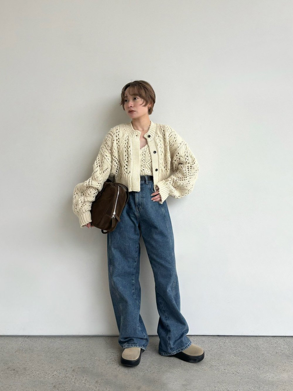 anuke Cable Knit Cardigan 62520507|apricot online shop