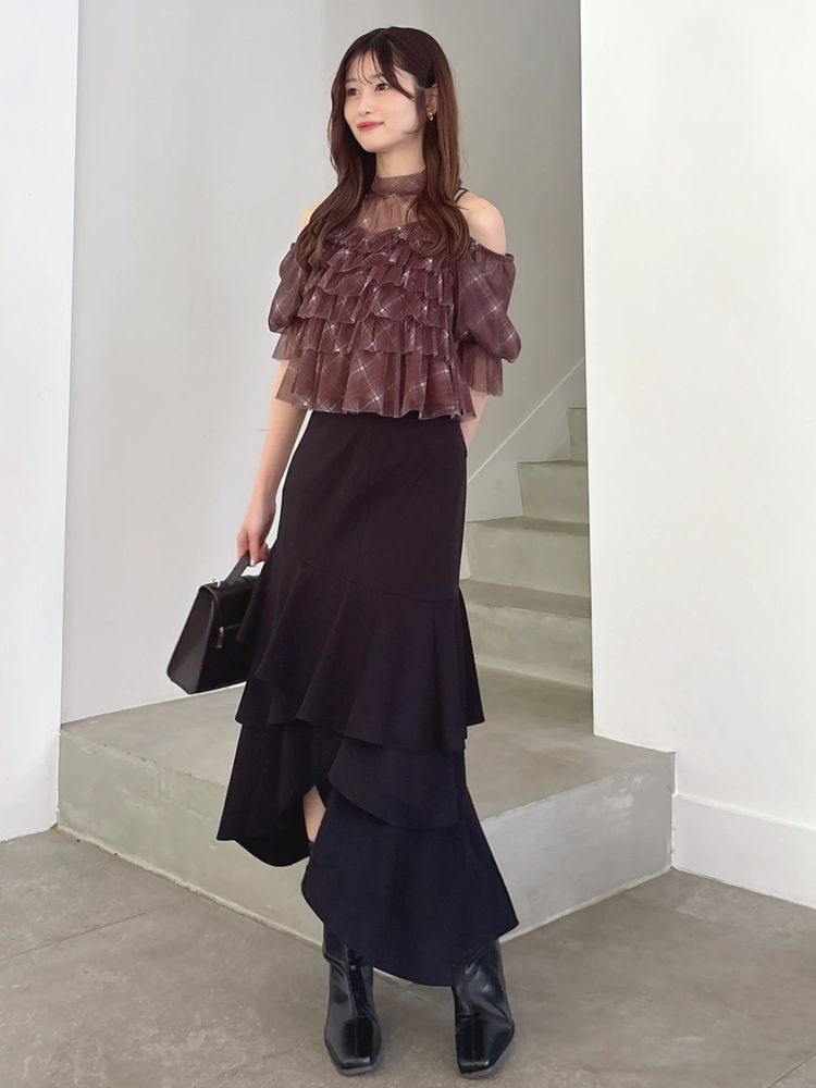 dazzlin アシメラッフルマーメイドスカート 0226508005|apricot online