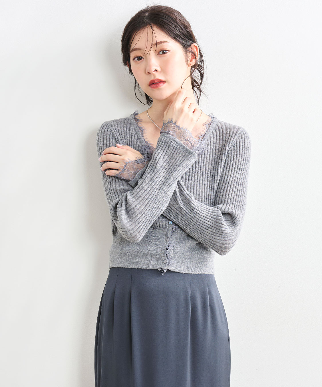 即完 ココディール 新品タグ付 シアーリブレースカーディガン ブラック シアーリブレースカーディガン｜PETAL ONLINE（ペタルオンライン）