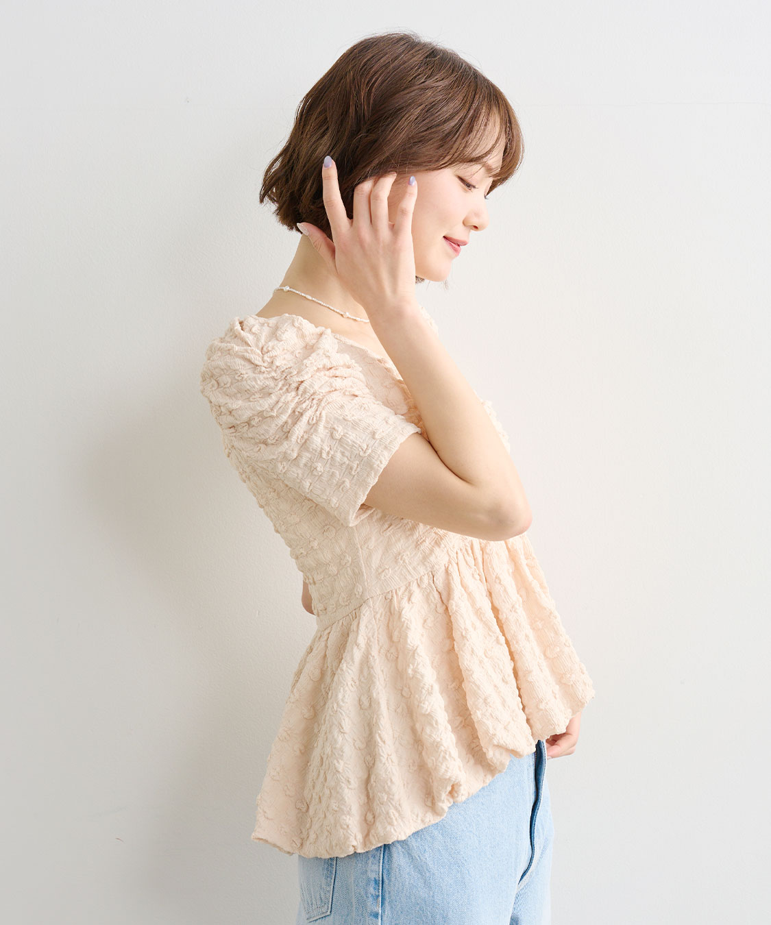 COCODEAL バルーンペプラムカットソートップス 76221391|apricot