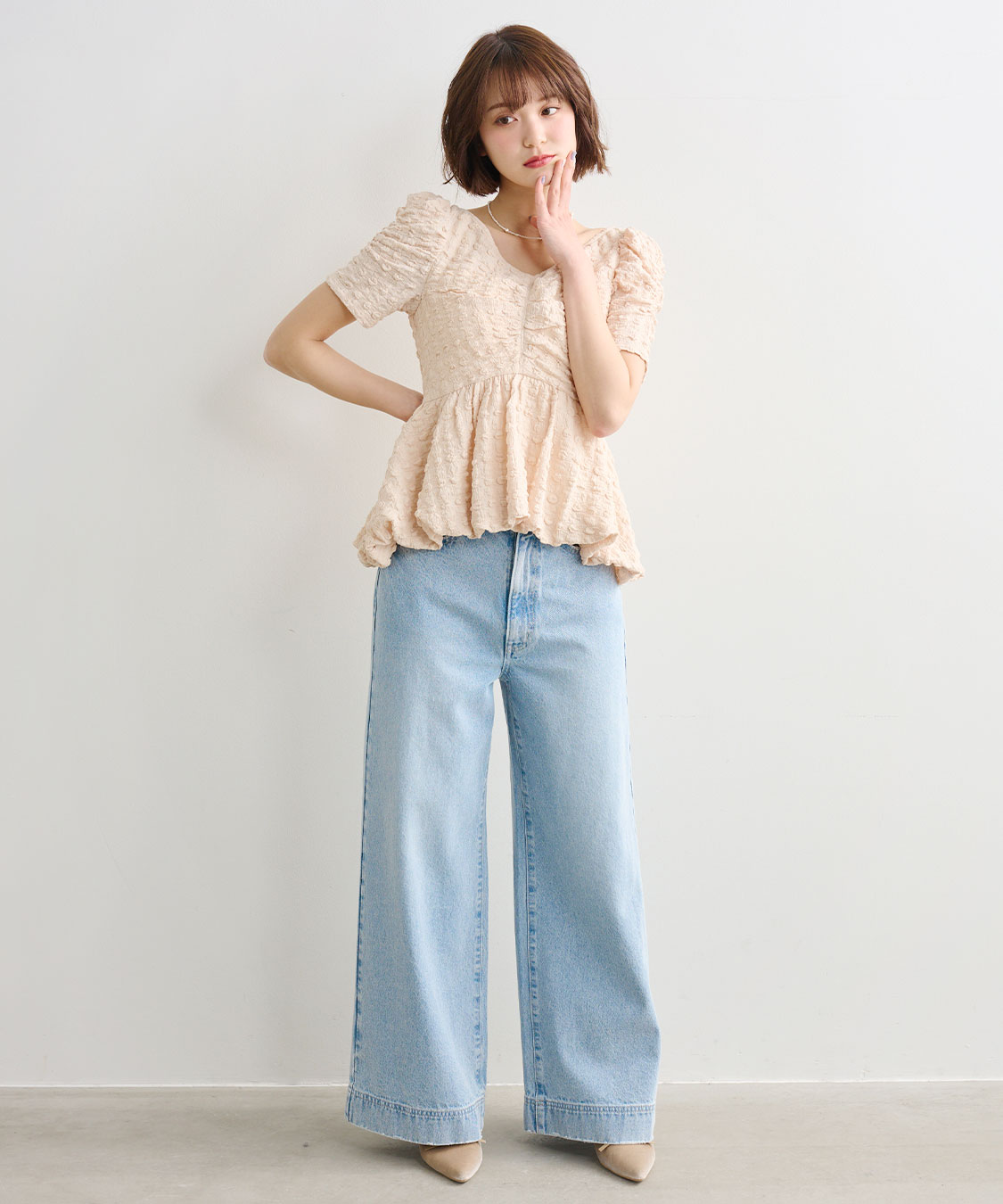 COCODEAL バルーンペプラムカットソートップス 76221391|apricot
