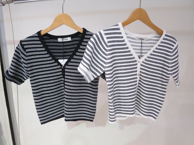 COCODEAL ボーダーリブニットカーディガン 76333489|apricot online shop