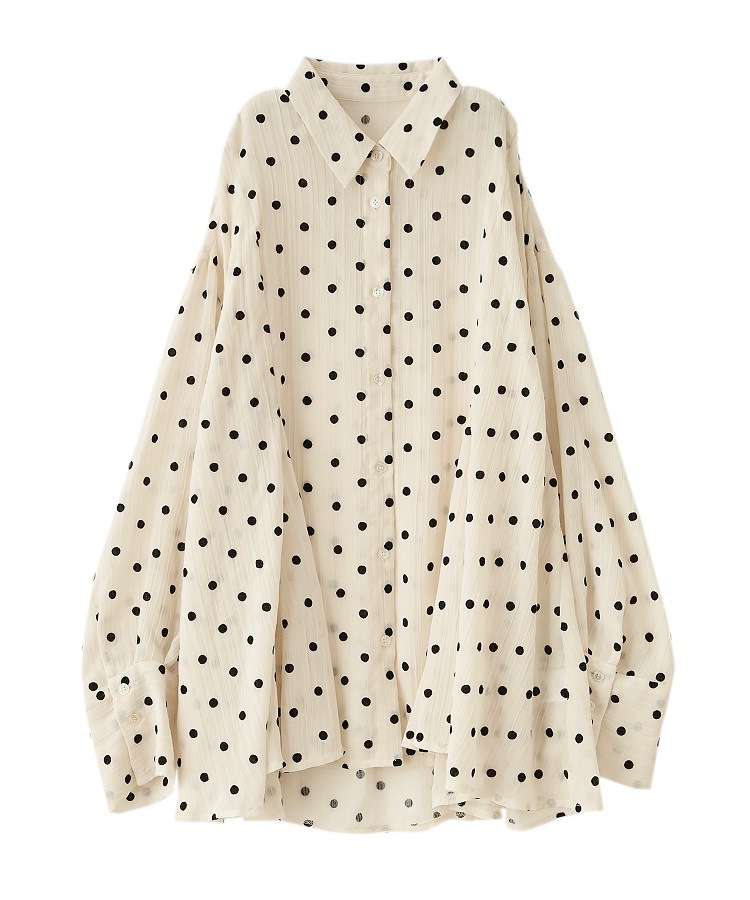 COCODEAL ドットフロッキーペプラムシャツ 75118087|apricot
