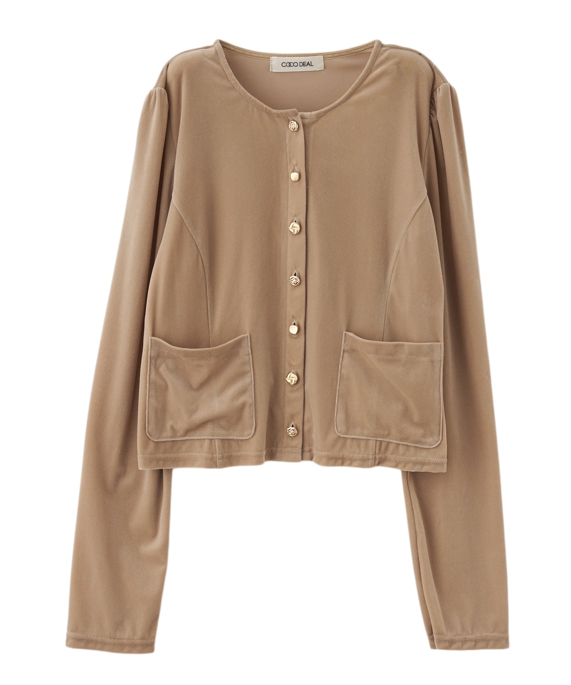 【新品未使用】cocodealショート丈ベロアカーディガン ボルドー 完売レア商品！ ココディール 新品タグ付 ショート丈ベロア