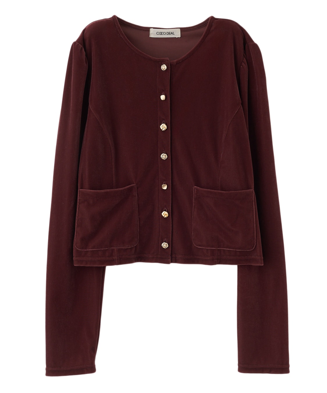 セット売！ココディール ショート丈ベロアカーディガン　ベロアビスチェキャミソール COCODEAL ショート丈ベロアカーディガン 75521182|apricot