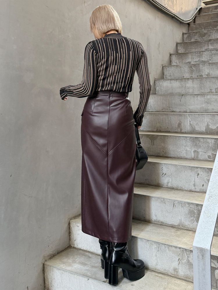 MURUA ZIPスリットフェイクレザースカート 0125508052|apricot online shop
