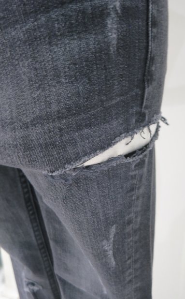 SALE】GYDA ミドルウエストSIDE RIPPEDスキニーデニムパンツ