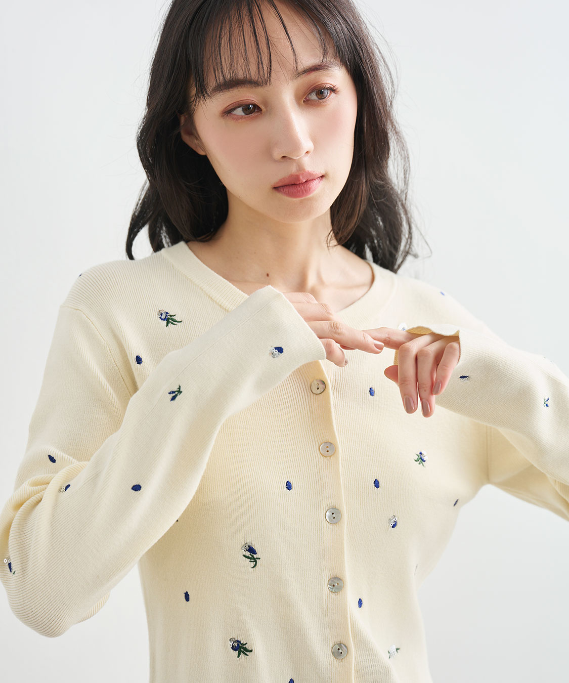 COCODEAL フラワーモチーフニットカーディガン 76633215|apricot