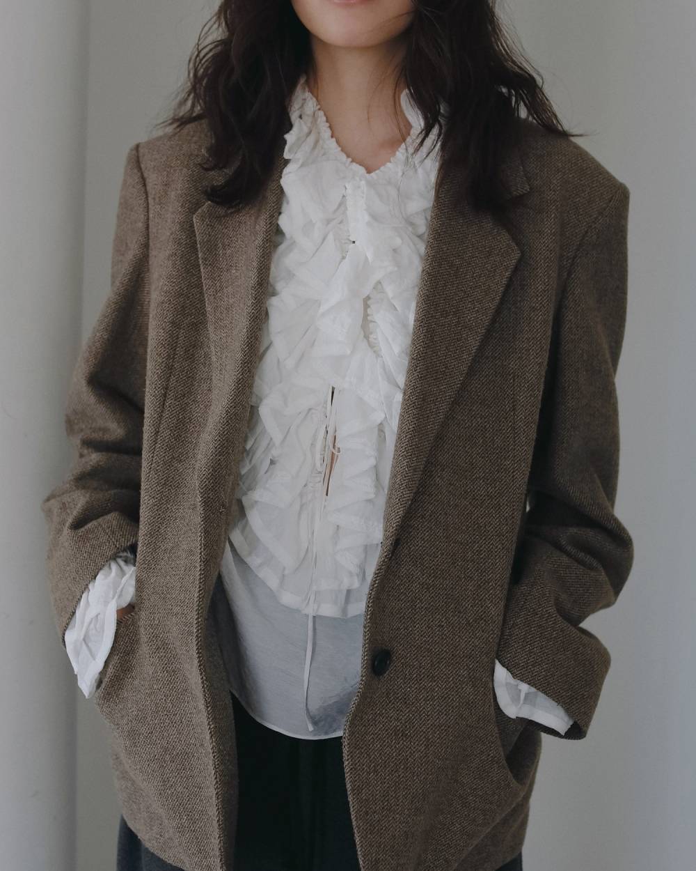 anuke 2way Frill Blouse 62620404|apricot online shop