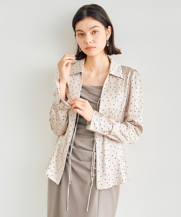 COCODEALドットプリントサテンブラウス COCODEALドットプリントサテンブラウス