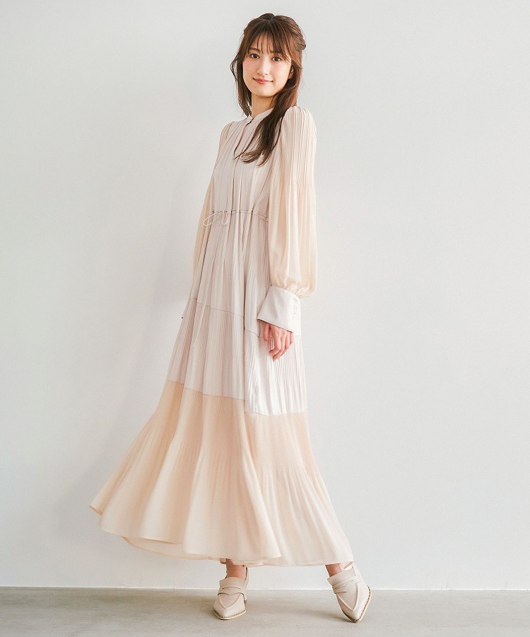 SALE】COCODEAL プリーツティアードワンピース 75115192|apricot