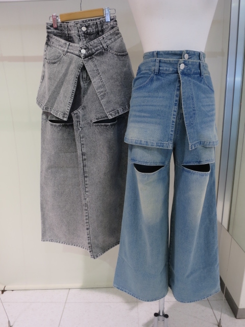 【人気アイテム】dazzlin レイヤードワイドデニムパンツ dazzlin レイヤードワイドデニムパンツ 0225124003|apricot