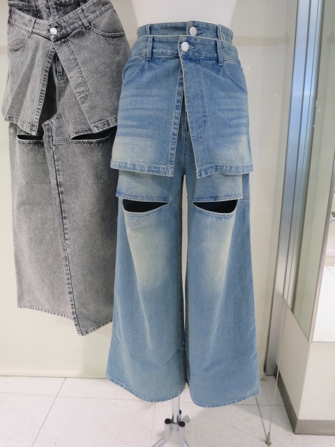 【人気アイテム】dazzlin レイヤードワイドデニムパンツ dazzlin レイヤードワイドデニムパンツ 0225124003|apricot