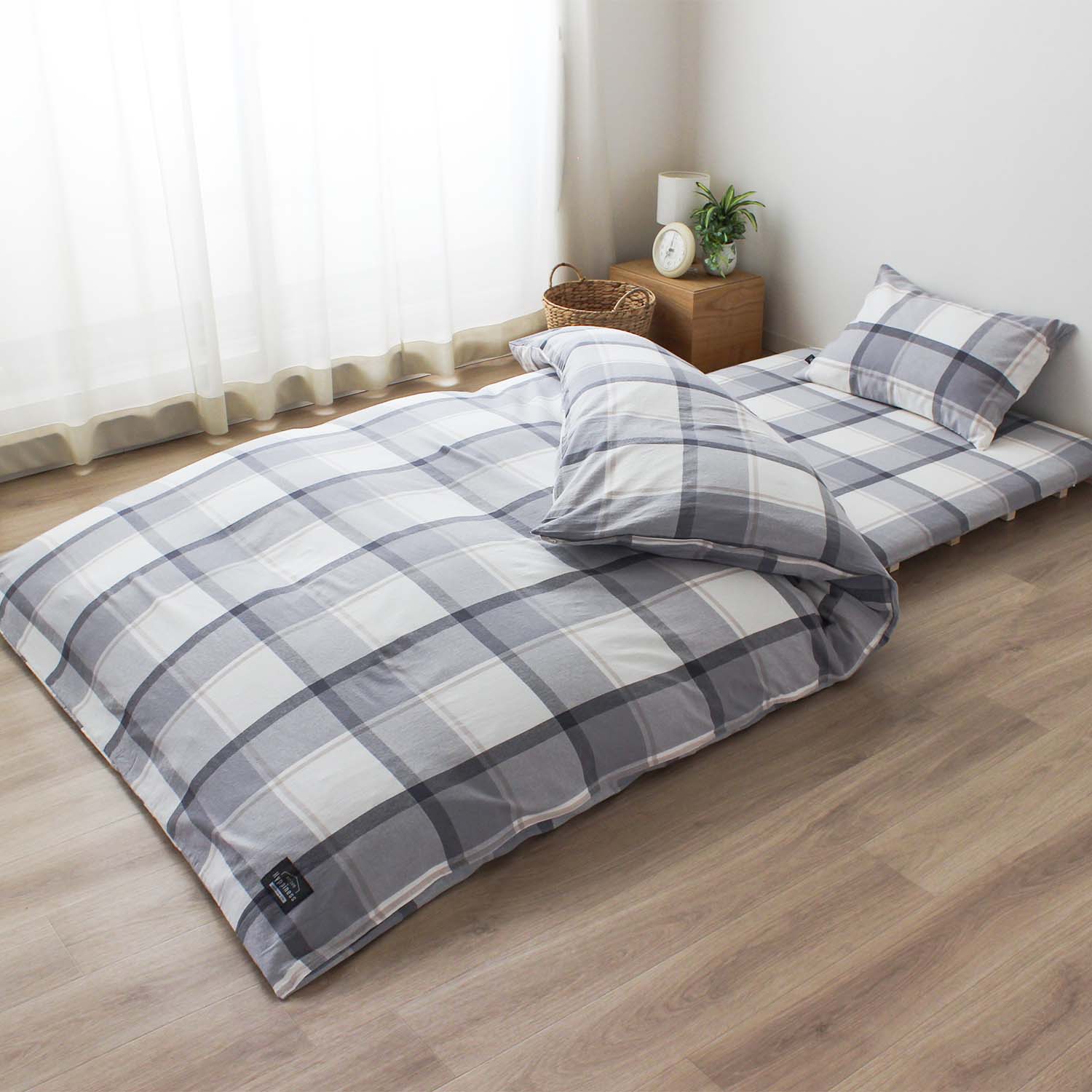 先染洗いざらし 綿100% チェック 掛ふとんカバー ビルン