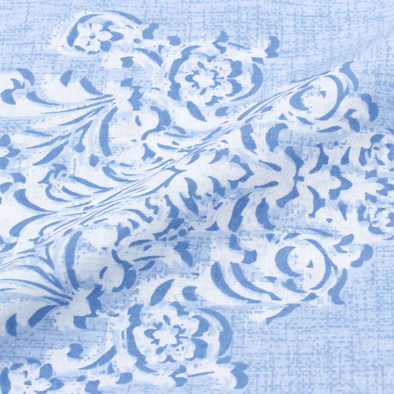 両サイドファスナー 掛ふとんカバー ブルー ベージュ 綿100％ ダマスク 着脱簡単