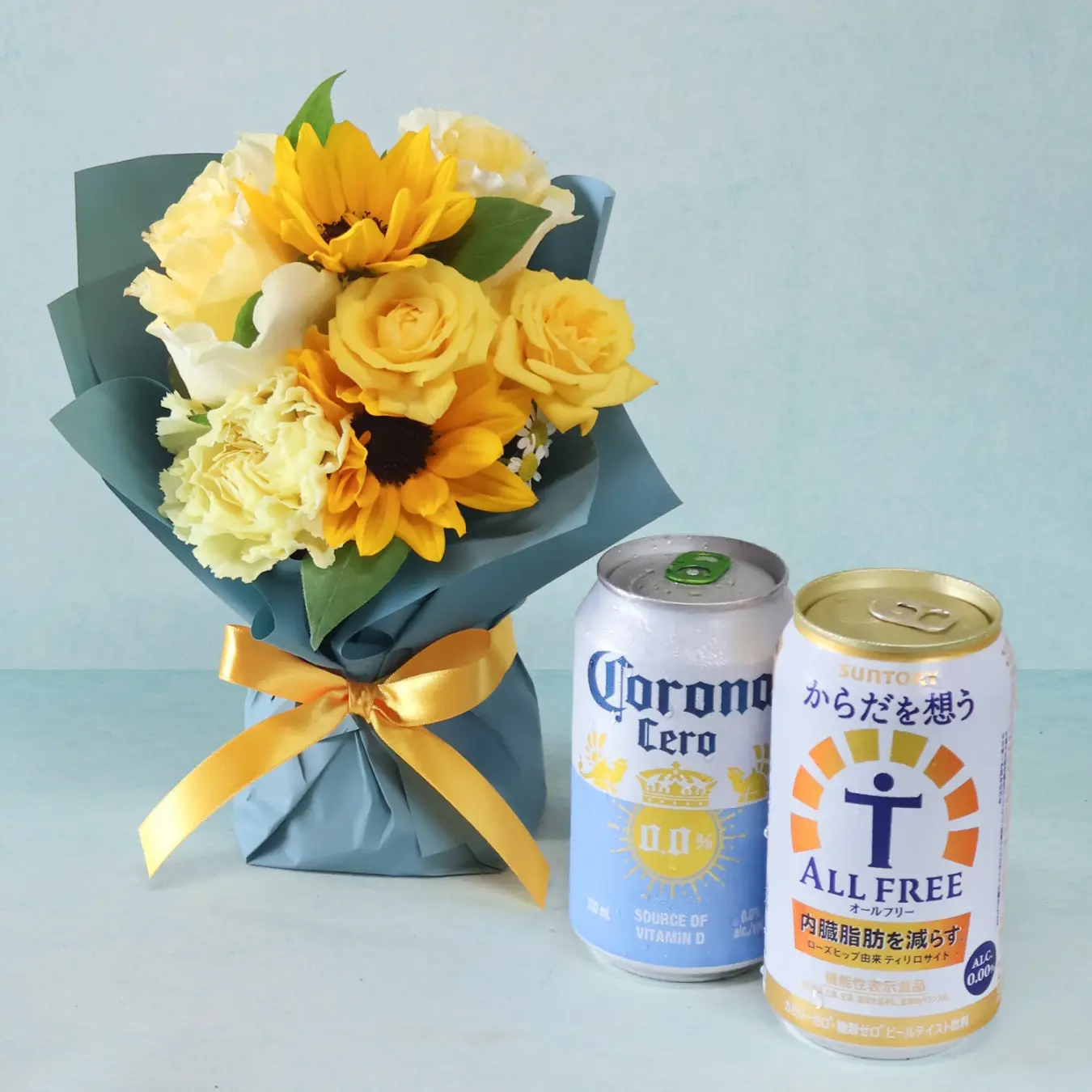 【父の日】そのまま飾れるブーケ　体に優しいノンアルセット