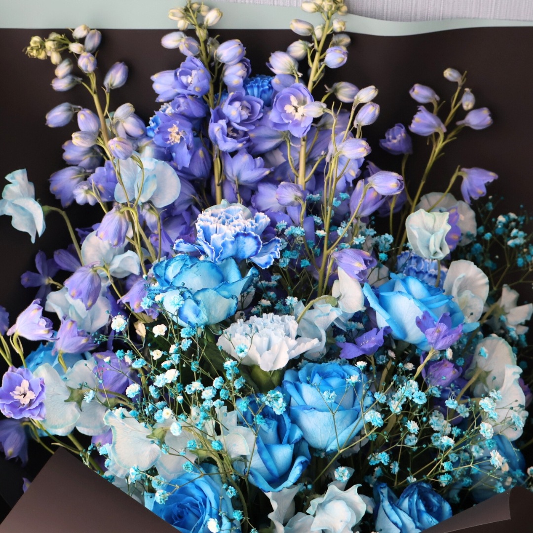 お祝い花束 ロング（ブルー系）
