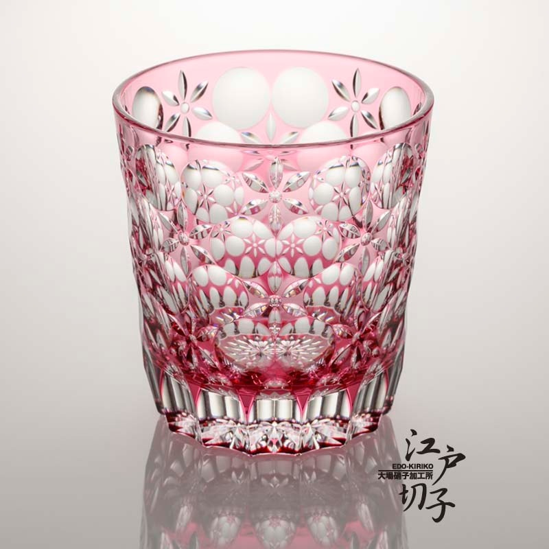 江戸切子 ロックグラス｜還暦祝い｜江戸切子の通販｜万華鏡 金赤