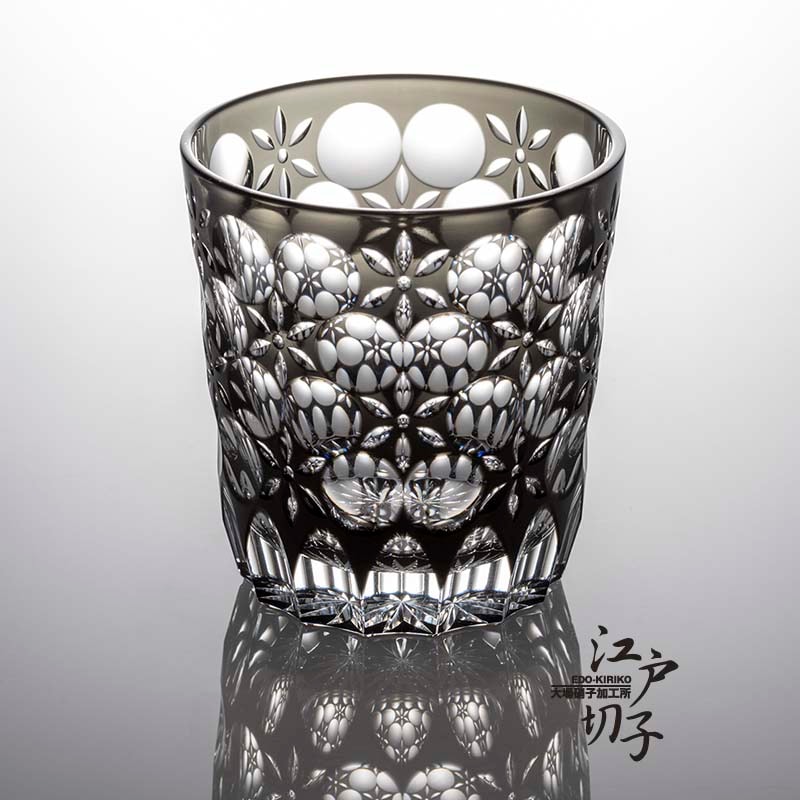 江戸切子 ロックグラス｜お誕生日祝い｜江戸切子の通販｜万華鏡 黒