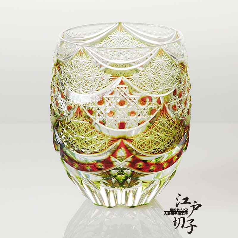 江戸切子 ロックグラス｜江戸切子の通販｜樽型2層被せ カーテンコール