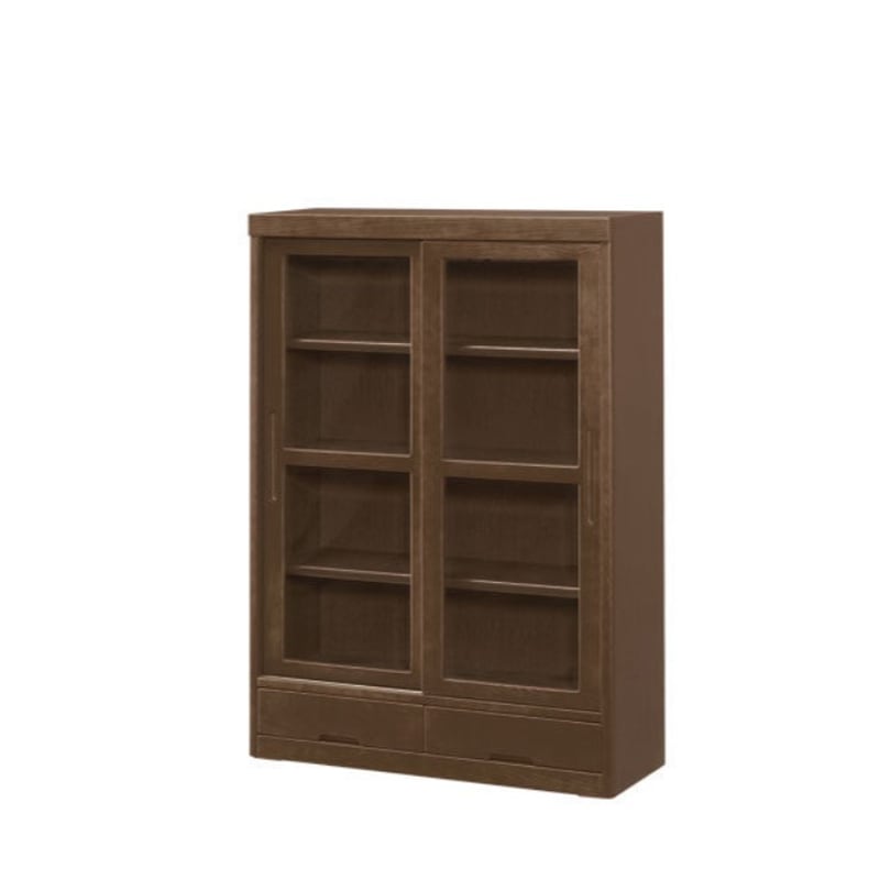 浜本工芸】 書棚 No.8600H 幅85cm 引戸扉付 ナラ材 国産家具 | Ohkawa