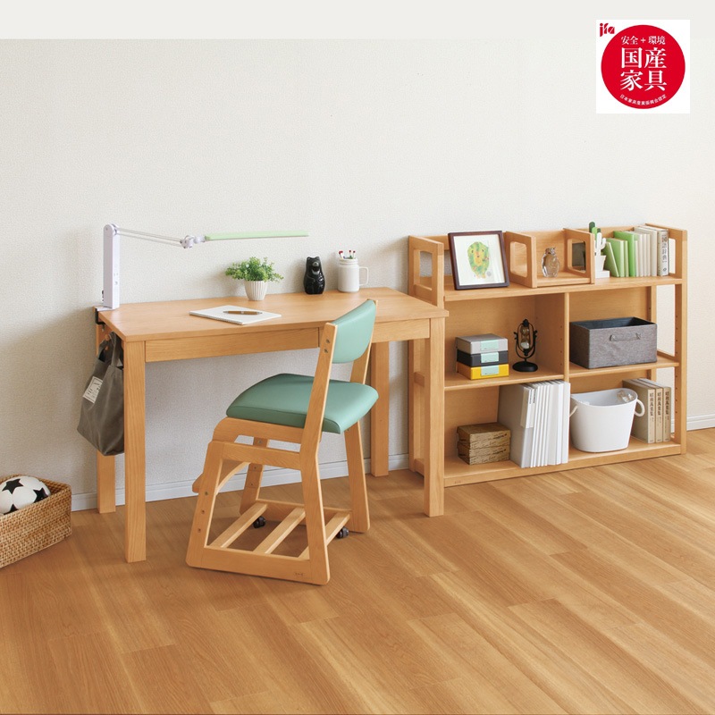 浜本工芸】 学習デスクセット No.28 天板オーク材無垢 国産家具 取引 浜本工芸 学習机 仕事机 幅110センチ 電話台/ファックス台