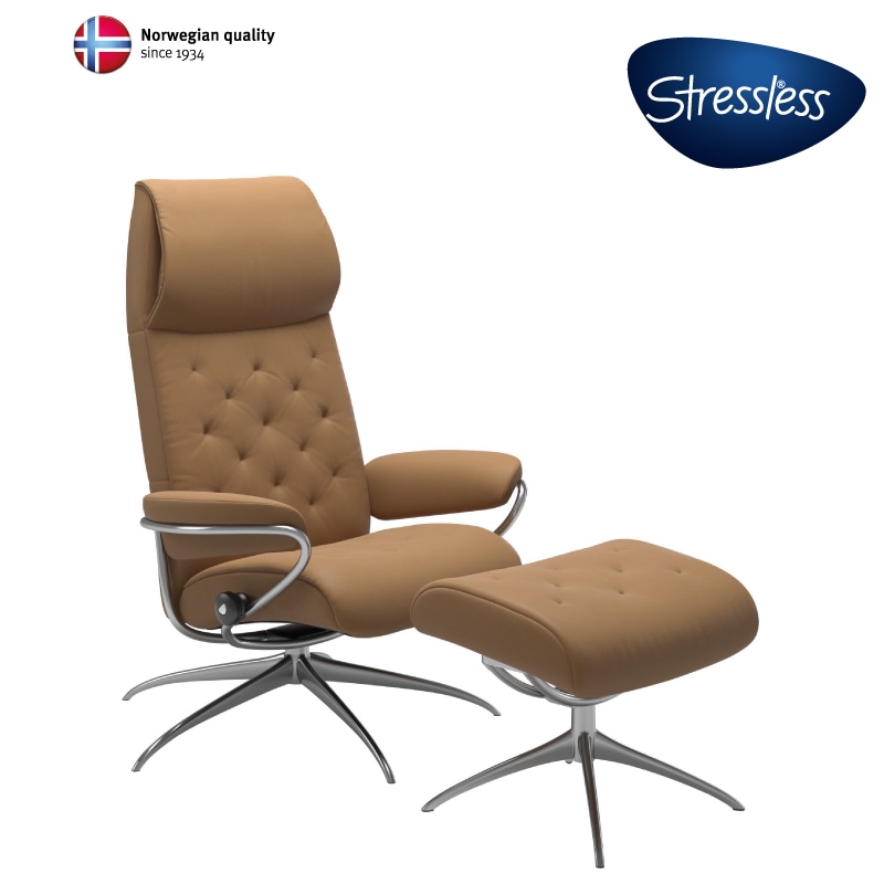 Stressless ストレスレスチェア メトロ ハイバック Mサイズ オットマン付き 本革張り一人掛けソファ Ohkawa Online Saitama