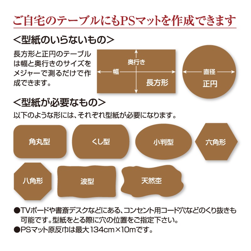 �������ݸ����ʡ�PS�ޥå� 2mm���ѷ����� 80��121��135cm�ơ��֥���(ɬ�פ˱������ӷ���ɬ��)